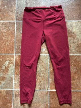 Beyond Yoga High-Rise Burgundy Leggings with Flattering Criss Coris Back